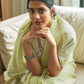 Pista Green Woven Border Linen Saree