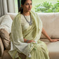 Pista Green Woven Border Linen Saree