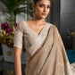 Berry Brown Woven Border Linen Saree