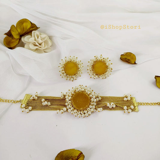 Tara Blue Stone Bracelet & Earrings Combo Set offering a perfect blend of elegance and style.
