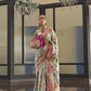 Powder Blue Kashmiri Floral Weaved Jamewar Silk Saree