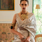 Smoke Grey Tissue Silk Handloom Saree