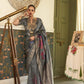 Steel Grey Zari Woven Dahlia Handloom Silk Saree