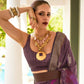 Dark Mauve Zari Woven Dahlia Handloom Silk Saree