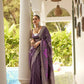 Dark Mauve Zari Woven Dahlia Handloom Silk Saree