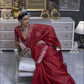Deep Red Organza Silk Saree With Sequins
