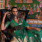 Forest Green Organza Silk Handloom Saree With Sequins