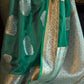 Forest Green Organza Silk Handloom Saree With Sequins
