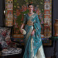 Teal Blue Organza Silk Handloom Saree With Sequins