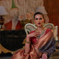 Navy Blue Kashmiri Kani Handloom Woven Silk Saree