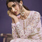 Powder Pink Heavy Embroidered Georgette Straight Pant Suit