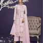 Powder Pink Heavy Embroidered Georgette Straight Pant Suit