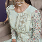 Powder Blue Heavy Embroidered Georgette Straight Pant Suit