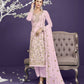 Pastel Pink Heavy Embroidered Georgette Straight Pant Suit