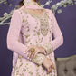 Pastel Pink Heavy Embroidered Georgette Straight Pant Suit