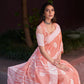 Salmon Peach Woven Linen Saree