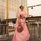 Blush Pink Viscose Linen Handloom Saree With Handmade Tassels