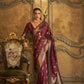 Maroon Elliptic Zari Woven Satin Silk Saree