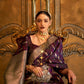 Purple Elliptic Zari Woven Satin Silk Saree