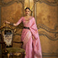 Lemonade Pink Elliptic Zari Woven Satin Silk Saree