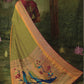 Moss Green Paithani Saree With Embroidered Blouse