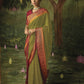Moss Green Paithani Saree With Embroidered Blouse