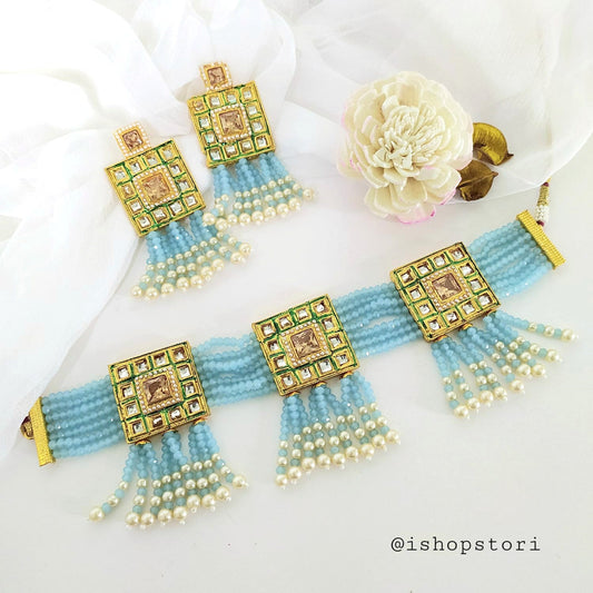 Sireesha Kundan & Crystals Pearls Choker Set