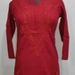 Maroon Tone-To-Tone Pure Cotton Chikankari Short Kurti