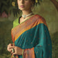 Wintergreen Blue Paithani Saree With Embroidered Blouse