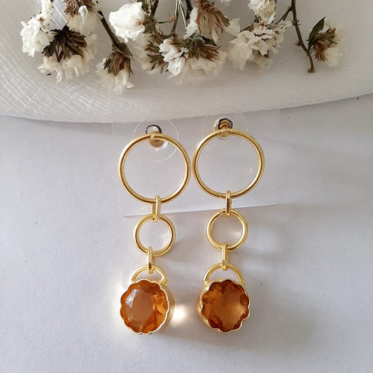 Edala Glossy Stone Statement Earrings