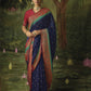 Berry Blue Paithani Saree With Embroidered Blouse