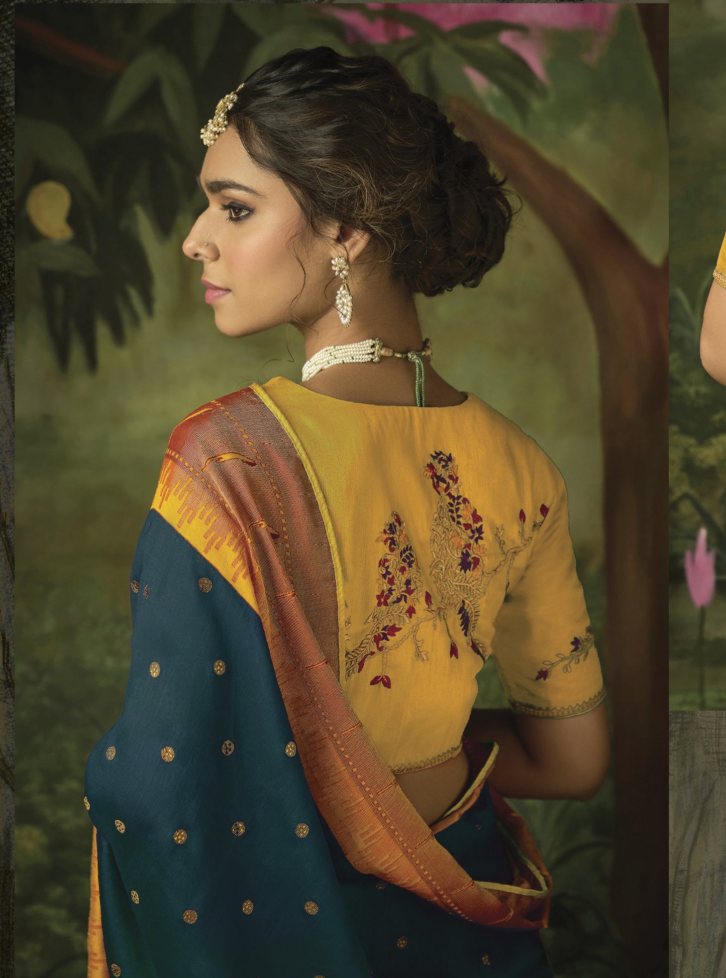Mirage Black Paithani Saree With Embroidered Blouse