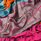 Bright Orange Banarasi Khaddi Georgette Pure Silk Saree