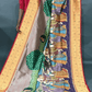 Light Mauve Pure Dupion Silk Saree With Madhubani Prints & Paithani Muniya Border