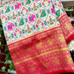 Pearl White Woven Patan Patola Pure Silk Saree