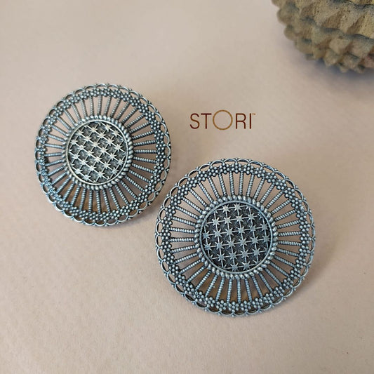 Crissman Spokes Handcrafted Silver Look Alike Earrings