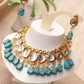 Firozi-colored kundan choker necklace set with a unique style.
