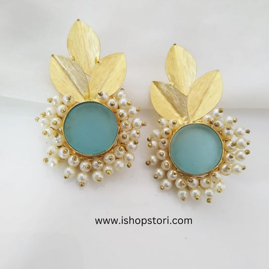 Pradhati Golden Petals & Raw Stone Earrings