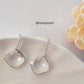Saira Rhombus Glossy White Stone Drop Earrings