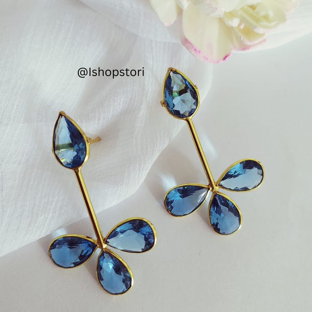 Tanvi Glossy Stones Quadra Petals Statement Earrings