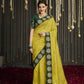 Biscotti Yellow Silk Saree With Designer Blouse
