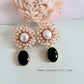Kaaira Fresh Water Pearls Halo & Oval Glossy Stone Earrings