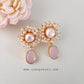 Kaaira Fresh Water Pearls Halo & Oval Glossy Stone Earrings