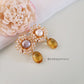 Kaaira Fresh Water Pearls Halo & Oval Glossy Stone Earrings