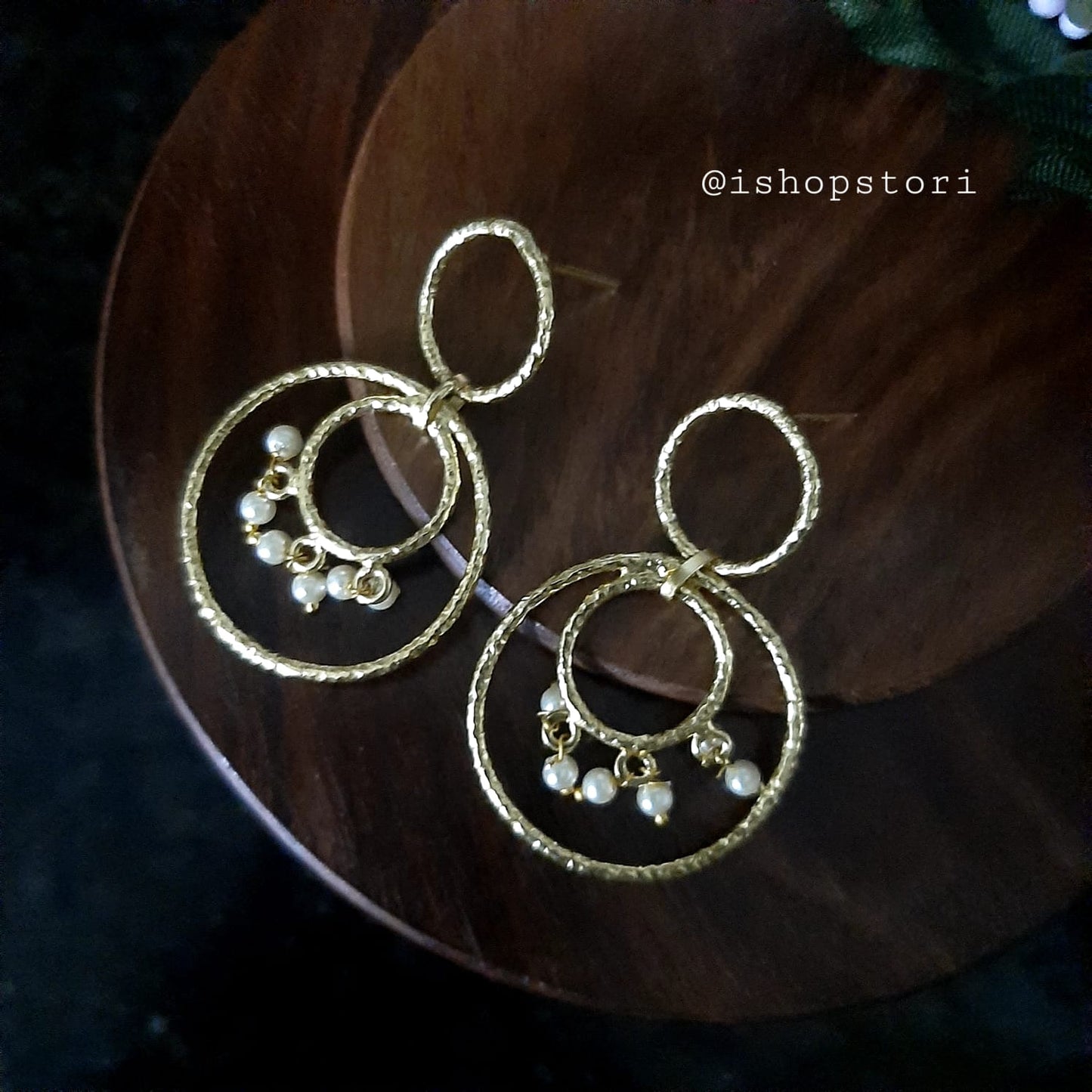 Krisha Golden Polish Circular Hoops Statement Earrings