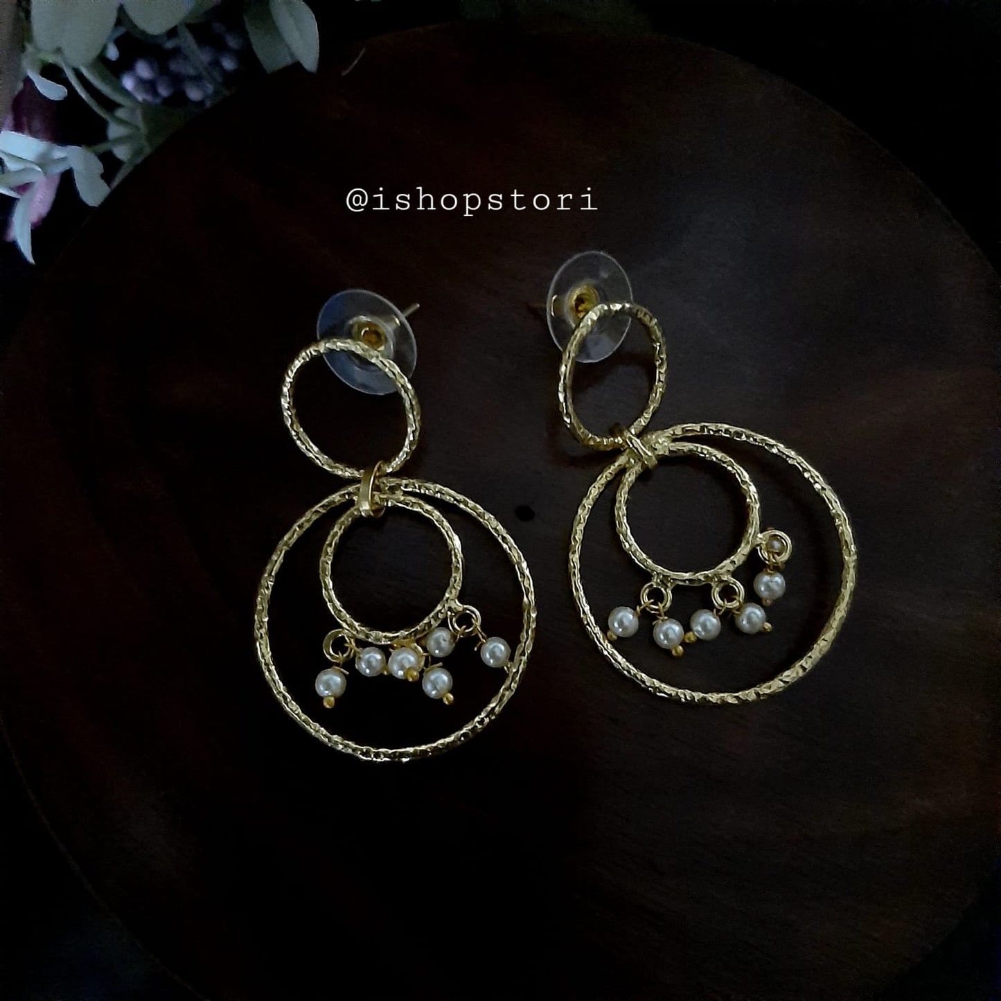 Krisha Golden Polish Circular Hoops Statement Earrings