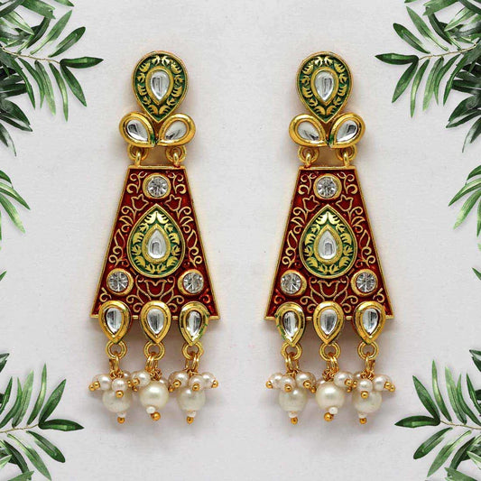 Ayesha Handcrafted Meenakari Kundan Drop Earrings