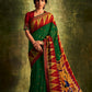 Green & Red Paithani Saree With Embroidered Blouse