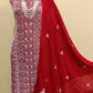 Kimaya Red Unstitched Premium Chikankari 3- Piece Set