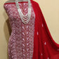 Kimaya Red Unstitched Premium Chikankari 3- Piece Set